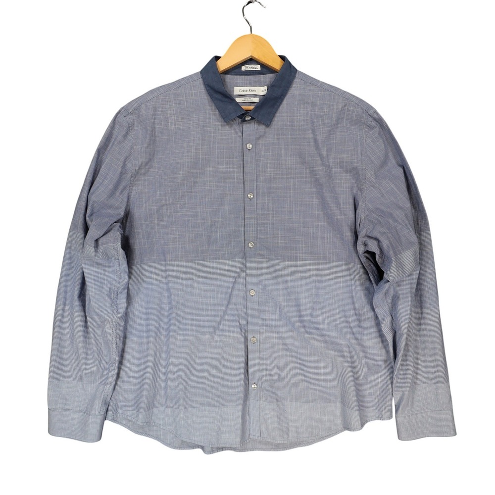 Calvin Klein Button Down‎ Mens XXL Blue Excellent Ombre Pattern